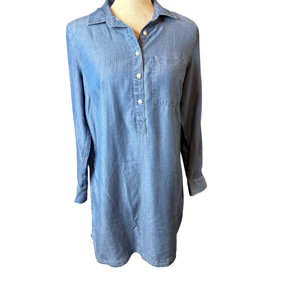 Old Navy Womens Blue Lyocell Chambray Shirt Dress Long Sleeve Small